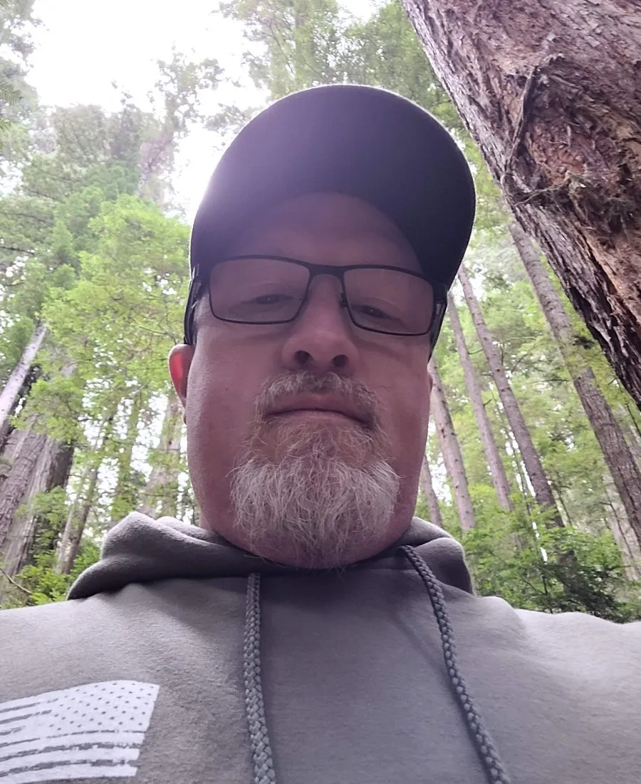 Josh under the redwoods